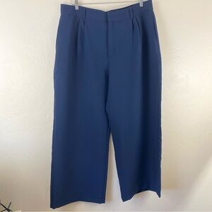 Abercrombie & Fitch XL Navy Blue High Waist Wide Full Leg Curve Love Trouser